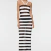 Paillettes Stripes Dress Black and White