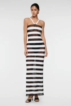Paillettes Stripes Dress Black and White