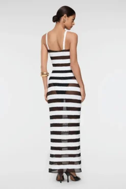 Paillettes Stripes Dress Black and White