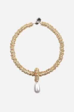Pearl Drop Necklace Gold