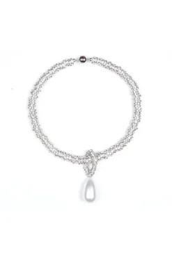 Pearl Drop Necklace Silver