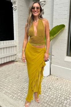 Penelope Halter Maxi Dress Wasabi