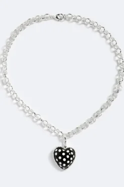 Polka Hot Heart Necklace Silver