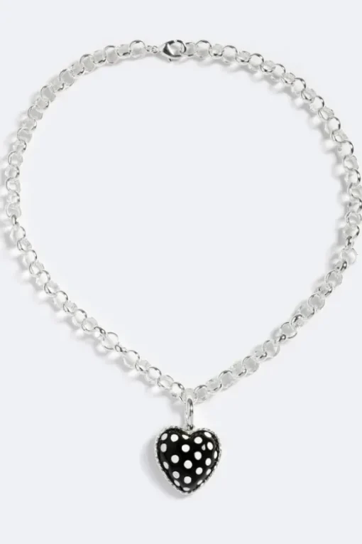 Polka Hot Heart Necklace Silver