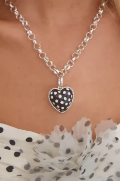 Polka Hot Heart Necklace Silver
