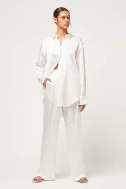 Relaxed Silk Boy Shirt White
