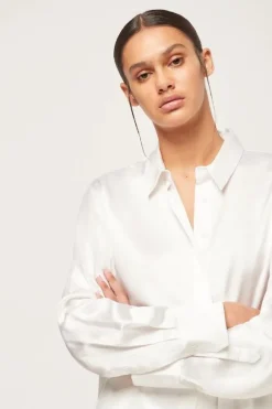 Relaxed Silk Boy Shirt White