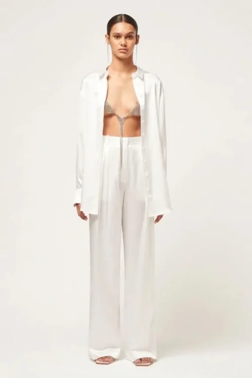 Relaxed Silk Boy Shirt White