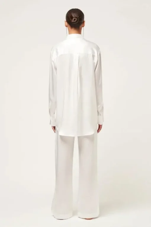 Relaxed Silk Boy Shirt White