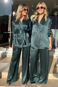 Relaxed Silk Wrap Shirt Green