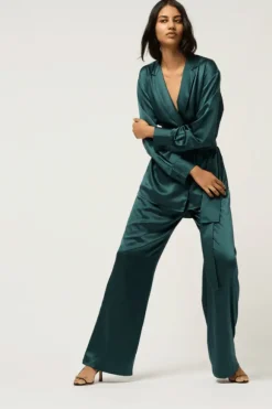 Relaxed Silk Wrap Shirt Green