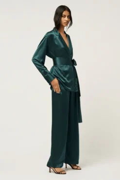Relaxed Silk Wrap Shirt Green