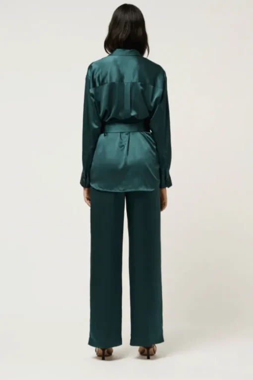 Relaxed Silk Wrap Shirt Green