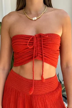Ruched Tube Top Grapefruit