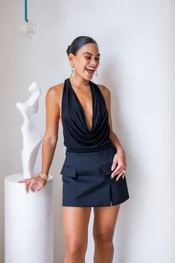 Saint Plunge Top Black