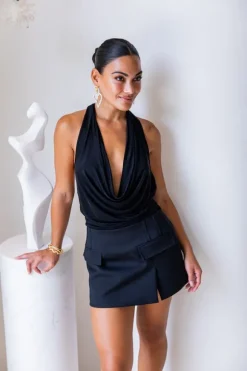 Saint Plunge Top Black