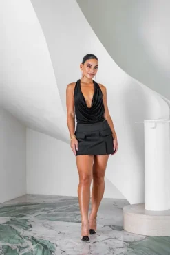 Saint Plunge Top Black