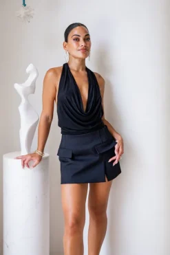 Saint Plunge Top Black