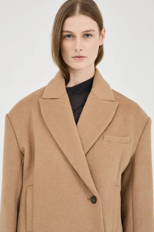 Sander Cropped Wool Coat Camel