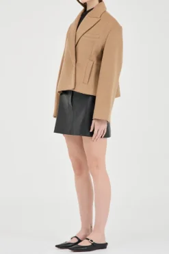 Sander Cropped Wool Coat Camel