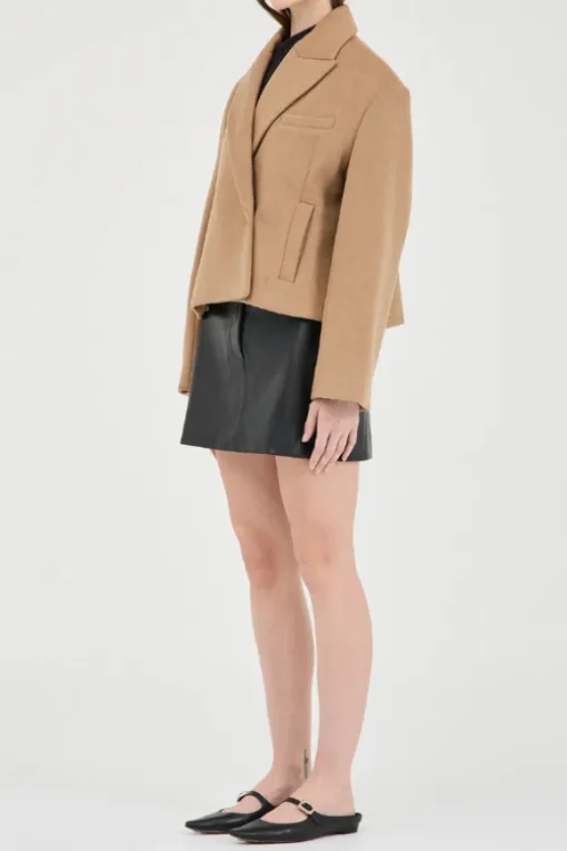 Sander Cropped Wool Coat Camel