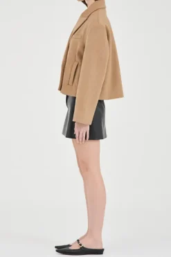 Sander Cropped Wool Coat Camel