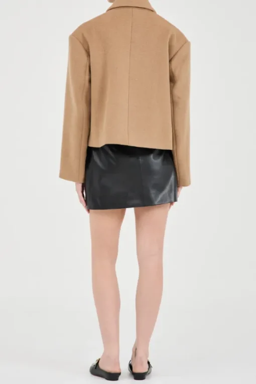 Sander Cropped Wool Coat Camel