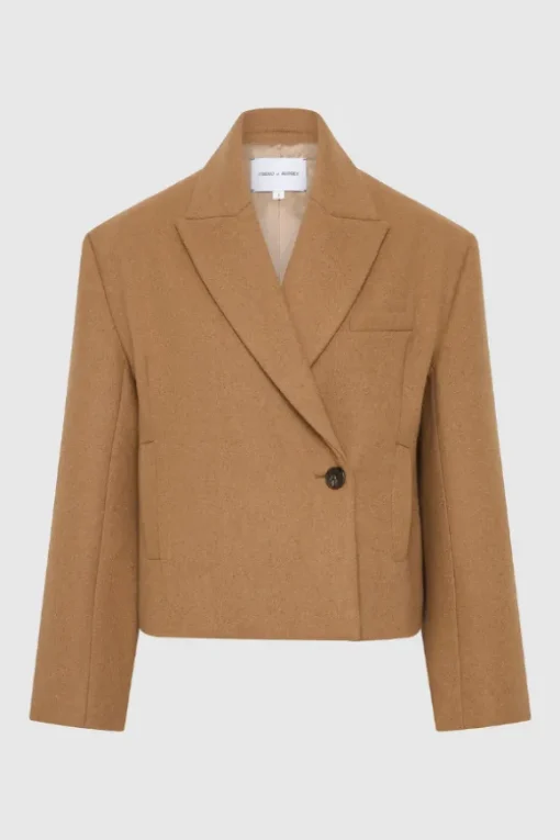 Sander Cropped Wool Coat Camel