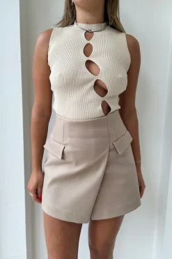 Sneaky Cut-Out Top Latte