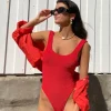 Square Neck Swim Red