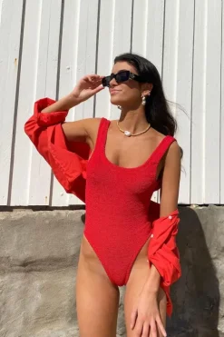 Square Neck Swim Red
