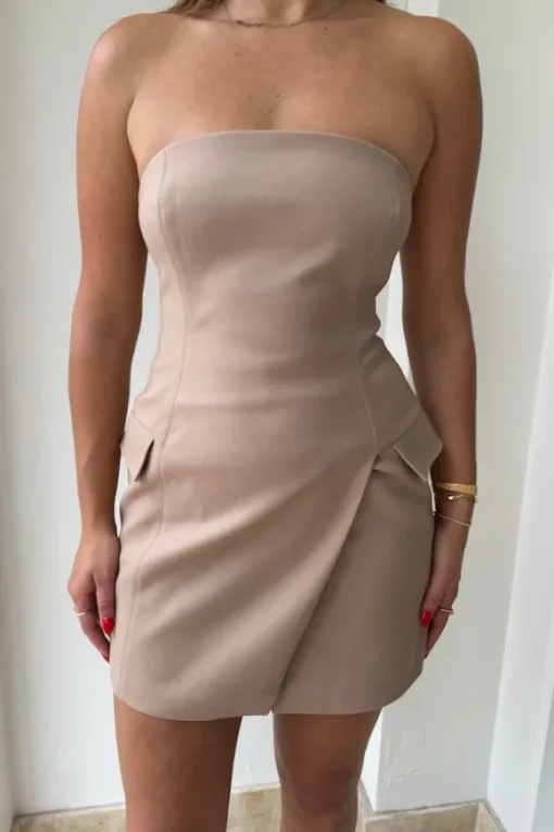 Strapless Mini Dress Latte