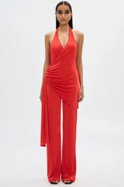 The 'Halle' Jersey Jumpsuit Tomato Red