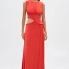 The 'Sierra' Jersey Gown Tomato Red