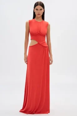 The 'Sierra' Jersey Gown Tomato Red