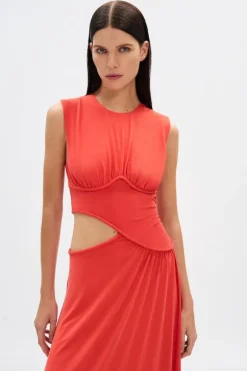 The 'Sierra' Jersey Gown Tomato Red