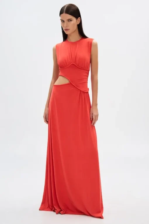 The 'Sierra' Jersey Gown Tomato Red