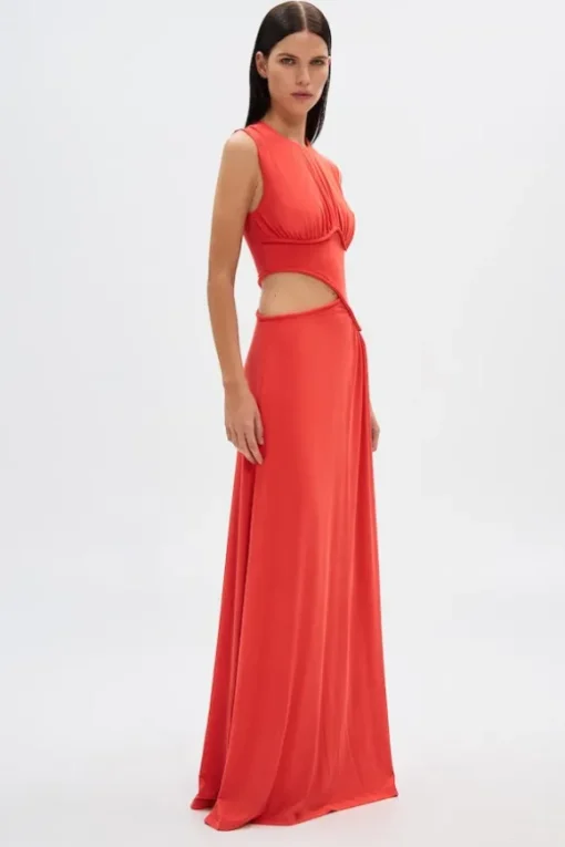 The 'Sierra' Jersey Gown Tomato Red