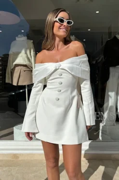 The Ultimate Muse Bow Mini Dress White