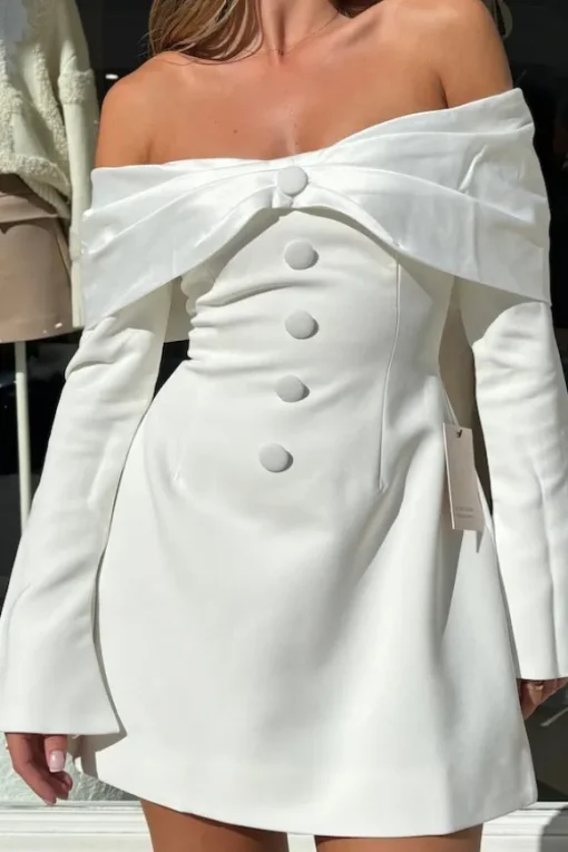 The Ultimate Muse Bow Mini Dress White