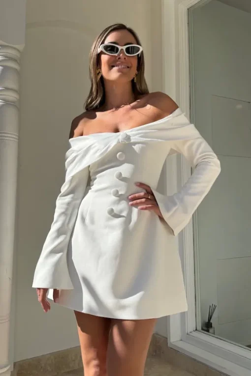 The Ultimate Muse Bow Mini Dress White