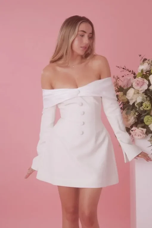 The Ultimate Muse Bow Mini Dress White