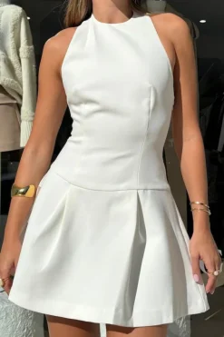 The Ultimate Muse Dropped Hem Mini Dress White
