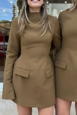 The Ultimate Muse Split Sleeve Mini Dress Olive