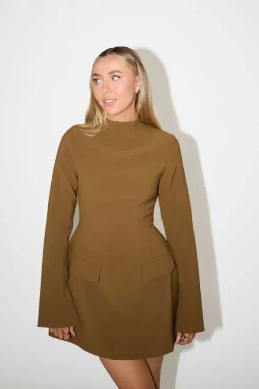The Ultimate Muse Split Sleeve Mini Dress Olive