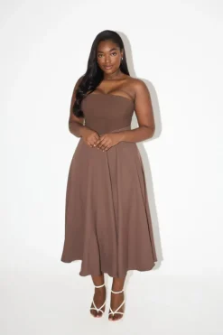 The Ultimate Muse Strapless Midi Dress Brown