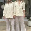 Womens Lace Flared Pant White