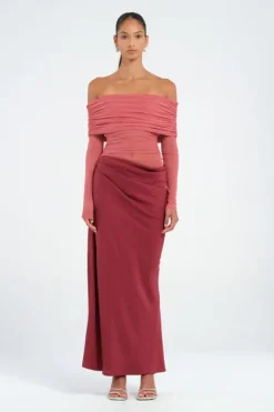 Yasmin Off Shoulder Dress Redwood